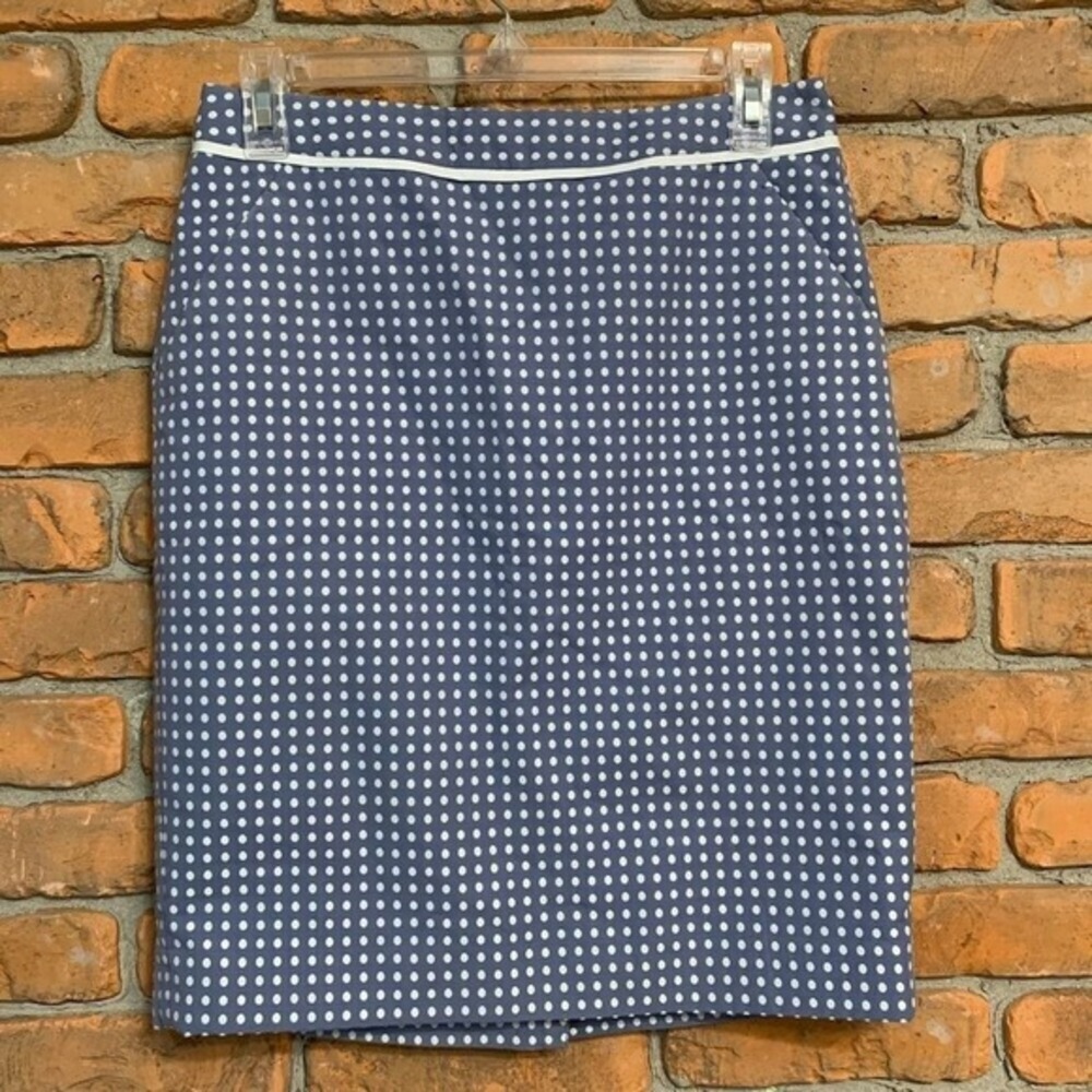 The Limited Polka Dot Pencil Skirt Womens Size 4 Blue White‎ Trim Career Wear